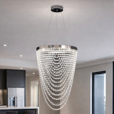 Lumière Circle - Lampadario a Sospensione LED in Cristallo K9 40 cm Luce Fredda