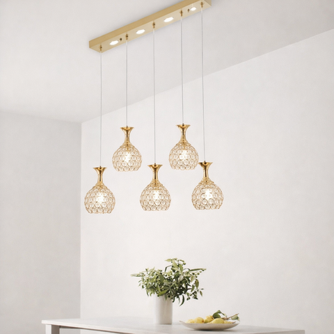 Spheria – Lampadario a Sospensione LED con 5 Sfere