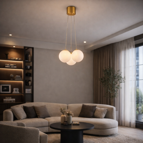 Orbit 3 - Lampadario a sospensione bronzo