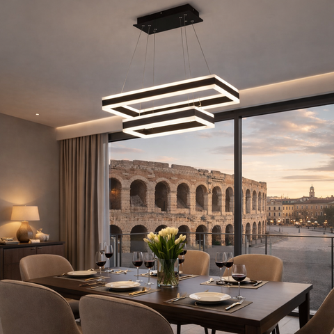 Recta Light – Lampadario LED moderno a rettangoli con luce dimmerabile
