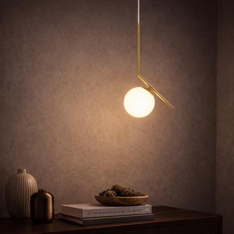 Delos – Lampada a sospensione con diffusore in vetro opaco