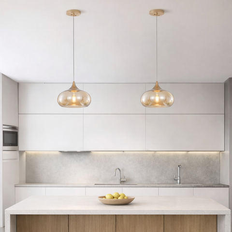 Elar – Lampada a Sospensione in Vetro Fumè / Ambra Design Moderno