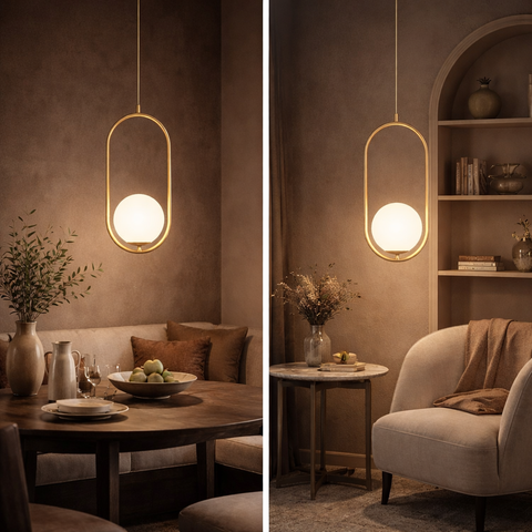 Atene – Lampada a sospensione con diffusore in vetro satinato