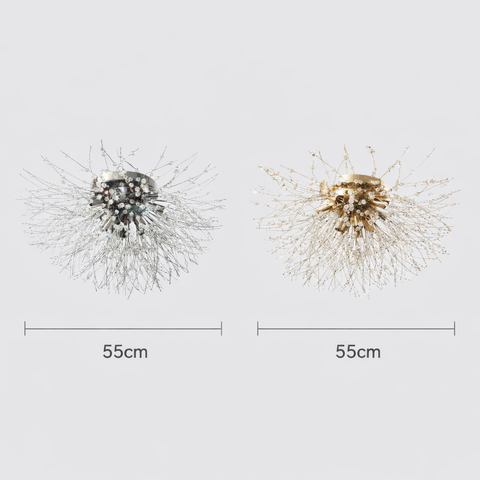 Crystal Spark – Plafoniera da soffitto moderna effetto cristallo a scintille, 8 luci E27, oro o argento