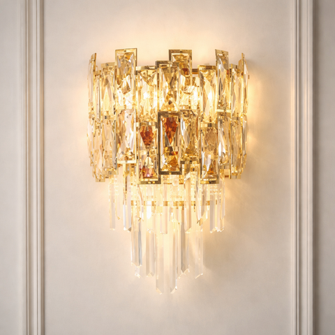 Crisalide - Applique da parete in cristallo e vetro amber dal design elegante