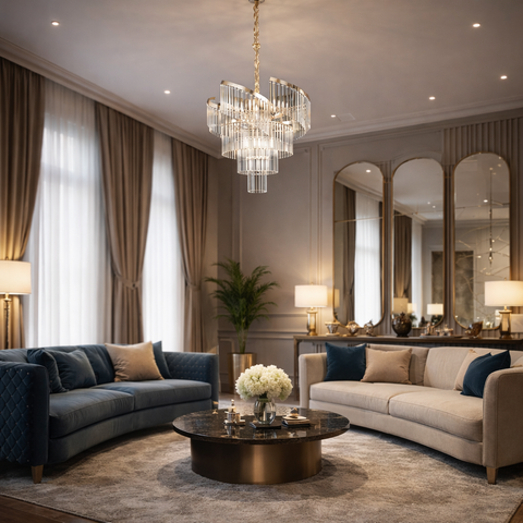 Imperial Large – Lampadario Luxury in Cristallo e Acciaio Oro