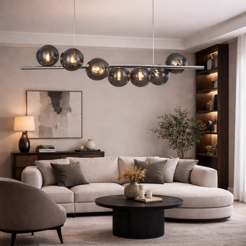 Ophelia – Lampadario Elegante Oro con Sfere Bianche