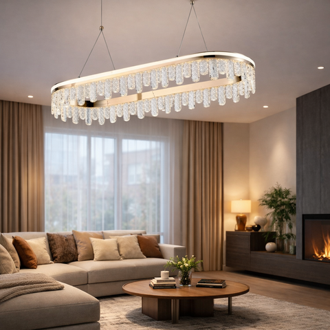 Golden Lux – Lampadario LED a Sospensione Oro con Luce Selezionabile