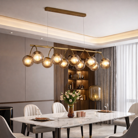 Crystal Amber – Lampadario di Design Oro Satinato