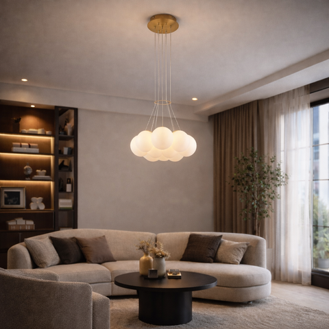 Orbit 7 – Lampadario a sospensione bronzo