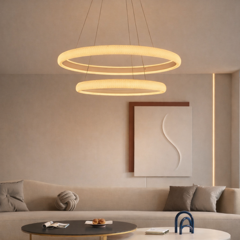 Duo Rings – Lampadario a Sospensione LED con Luce Indiretta