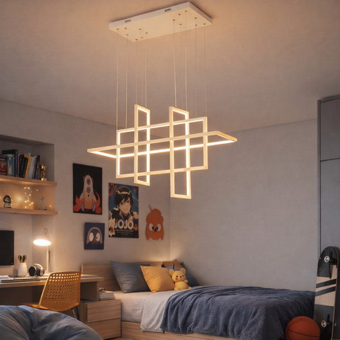 Geomia x4 – Lampadario a Sospensione LED Geometrico Intrecciato