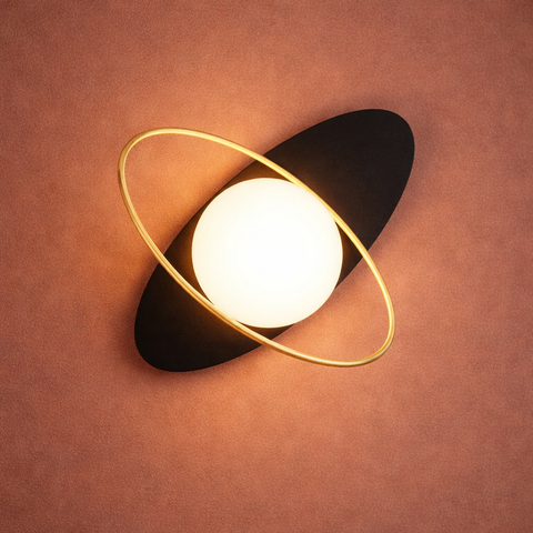 Galea – Applique LED da Parete Moderna Nero e Oro con Sfera Opaca