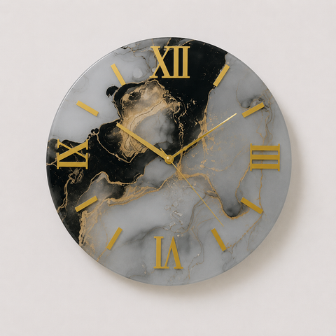 Orologio da Parete Nero e Grigio Marmorizzato - Made in Italy