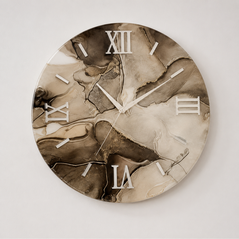 Orologio da Parete Tortora e Marrone Effetto Marmo - Made in Italy