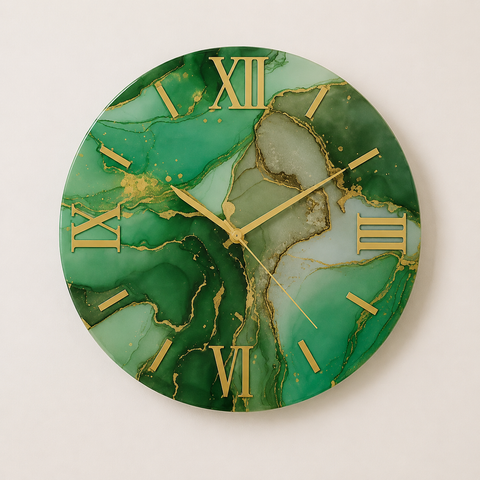 Orologio da Parete Verde Smeraldo Effetto Marmo - Made in Italy