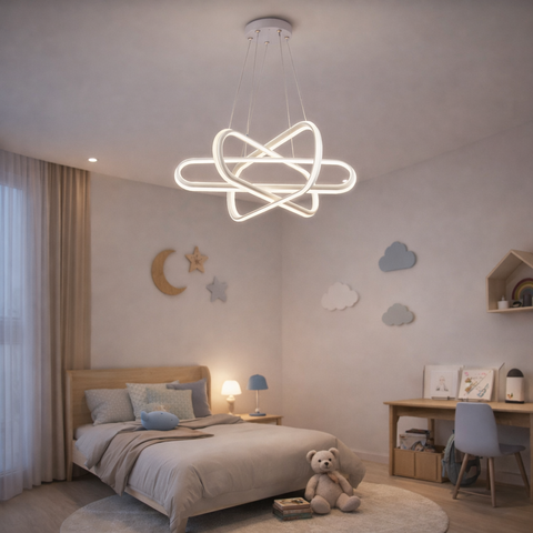 White Twist XL – Lampadario a Sospensione Intrecciato LED Luce 360°