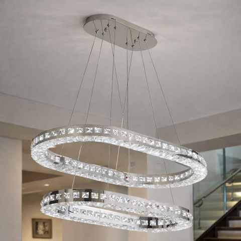 Crystal Chrome – Lampadario a Sospensione LED con Cristalli K9
