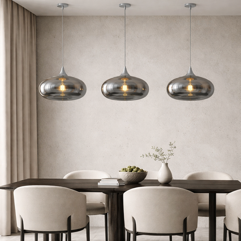 Elar – Lampada a Sospensione in Vetro Fumè / Ambra Design Moderno
