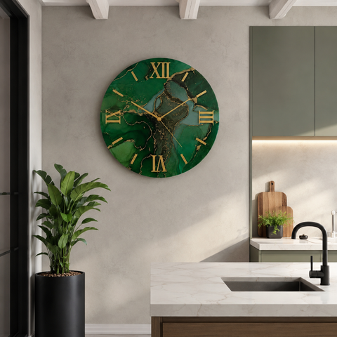 Orologio da Parete Verde Ottanio - Made in Italy
