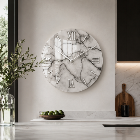 Orologio da Parete Bianco Marmo - Made in Italy