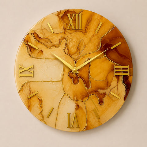 Orologio da Parete Ambra e Oro Effetto Marmo – Made in Italy