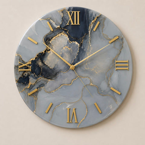 Orologio da Parete Blu Effetto Marmo - Made in Italy
