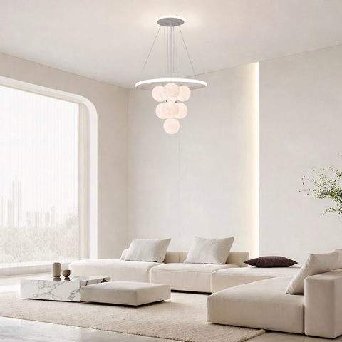 Cluster LED – Lampadario moderno a sospensione con globi luminosi, luce regolabile e telecomando, 92W